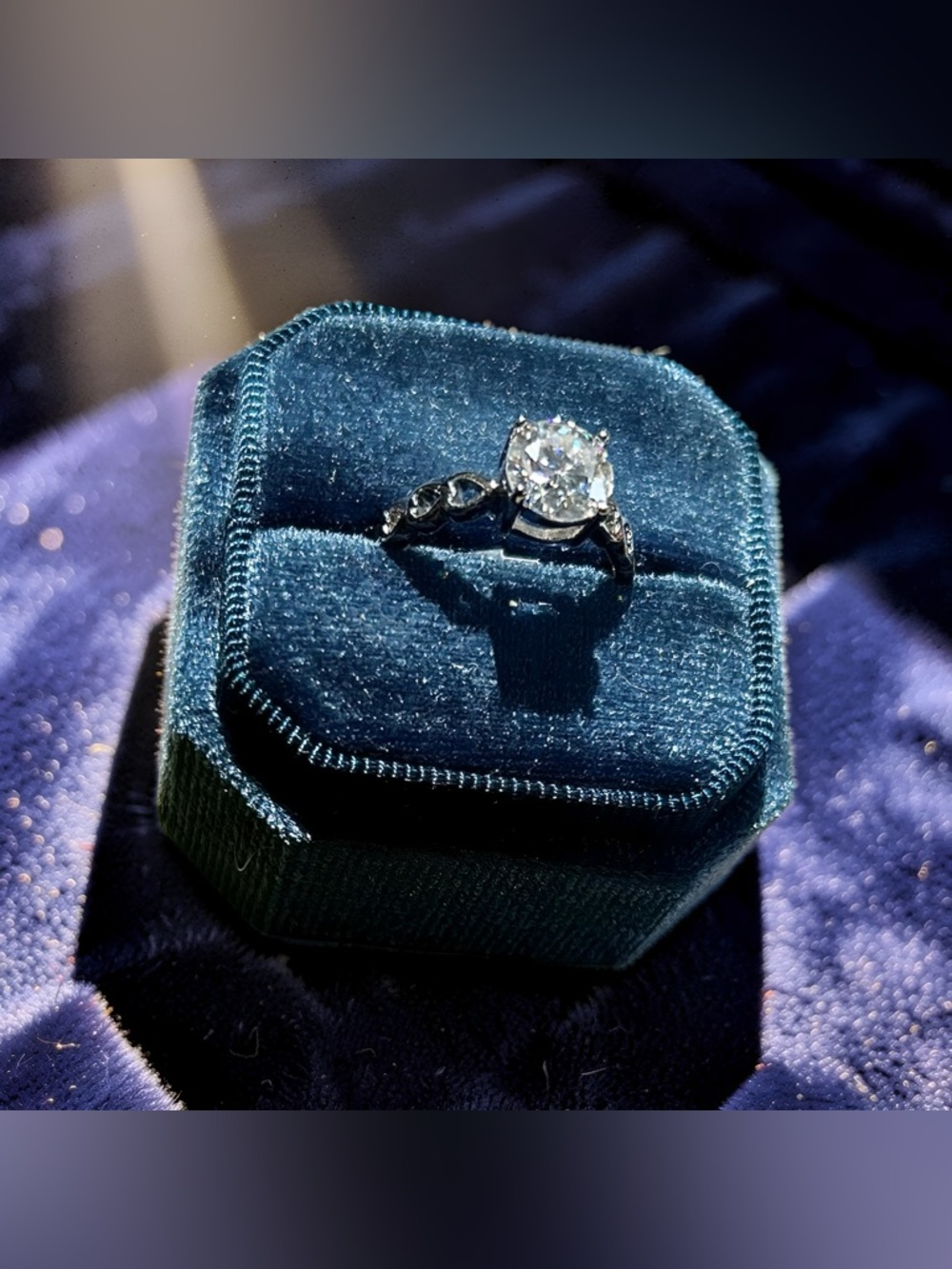 18K White Gold Plated Moissanite Adjustable 2.0 Karat Ring